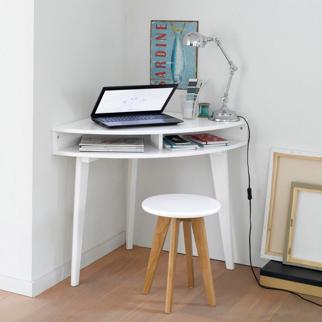 Petit bureau d'angle pour ordinateur, bureau contre le mur