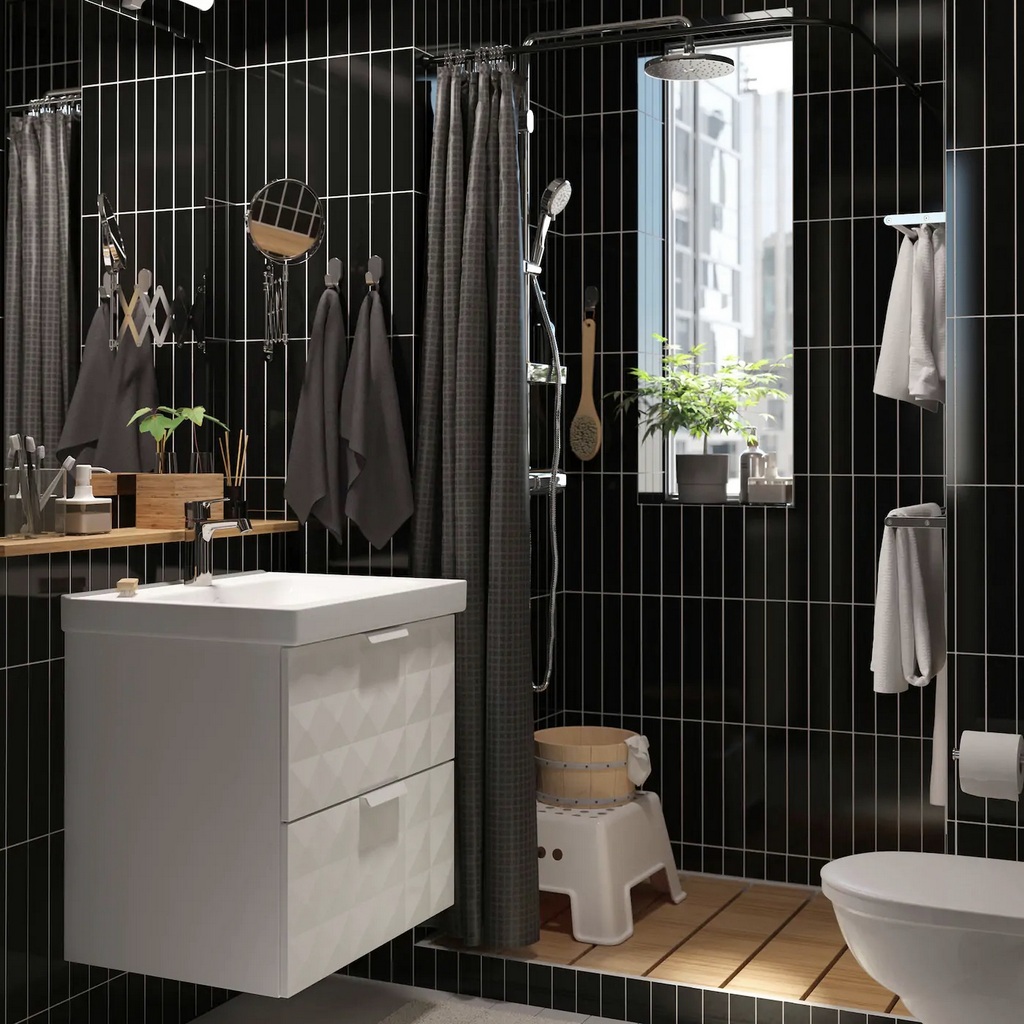 Des inspirations pour une salle de bain en noir et bois - Joli Place