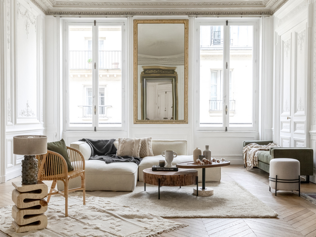 Un salon moderne blanc et bois, le chic éternel - Joli Place