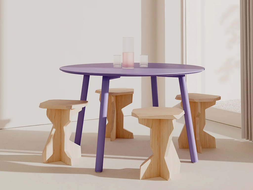 table ronde couleur lilas