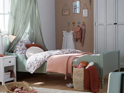 chambre d'enfant vert et rose idées déco