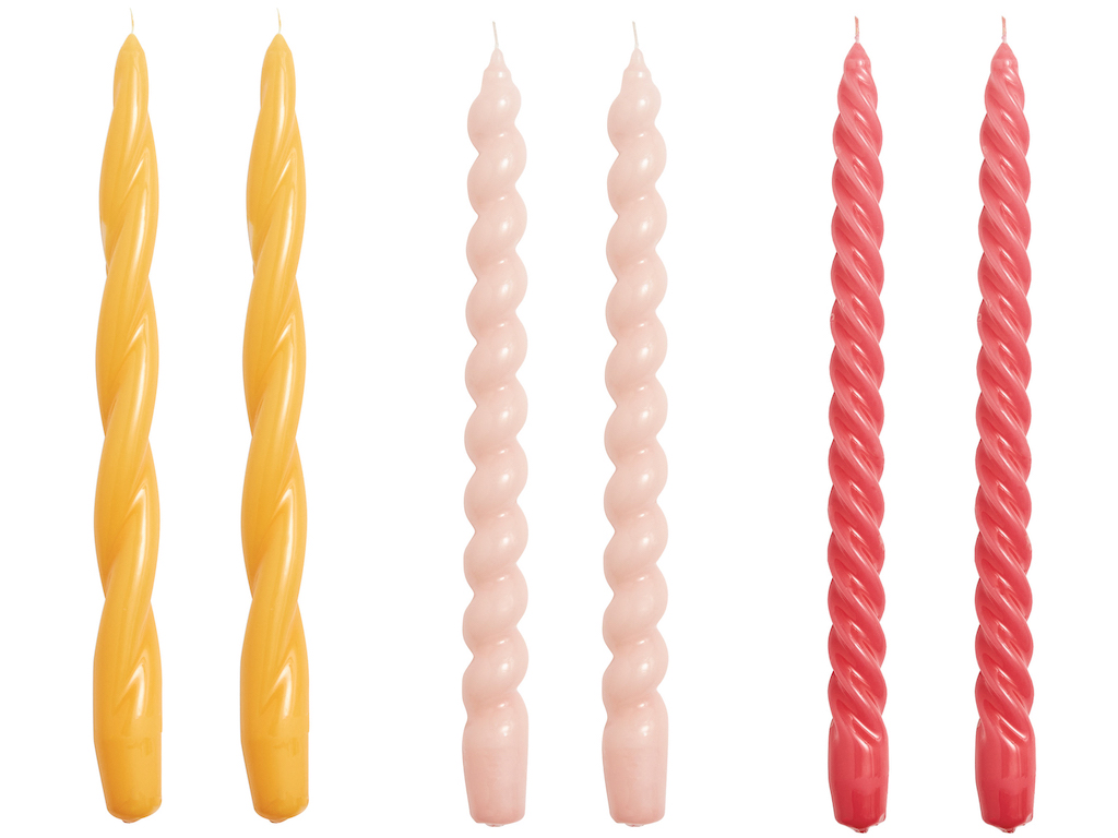 bougies torsadées colorées