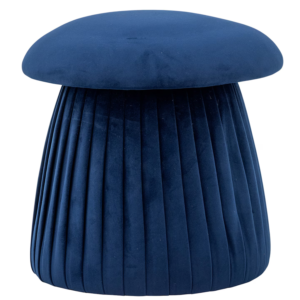 pouf champignon en velours bleu marine