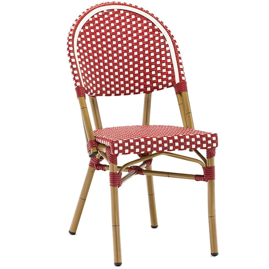 chaise bistrot parisien tressée  rouge et blanc