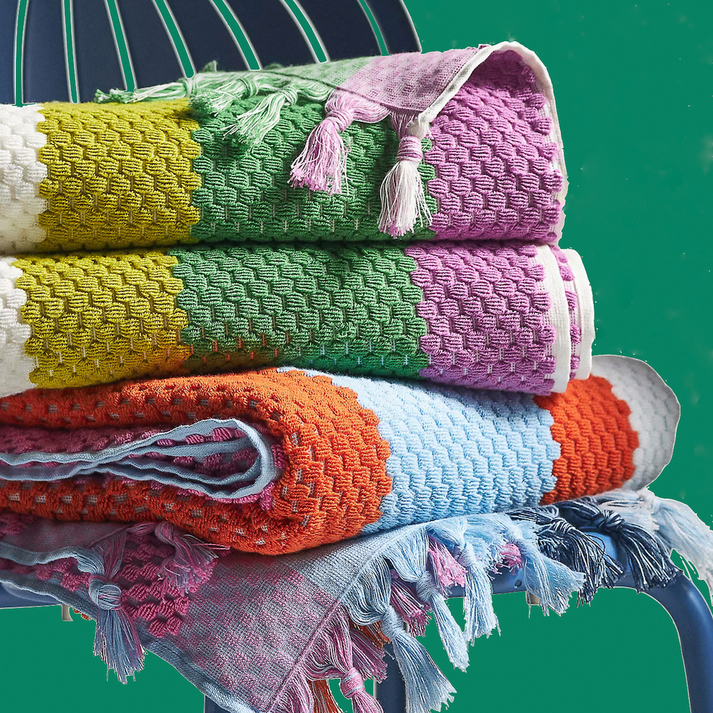 serviettes de plage rayures couleurs