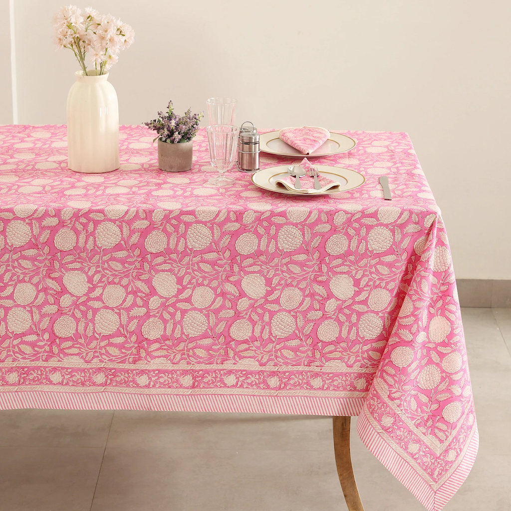 nappe indienne rose blanc