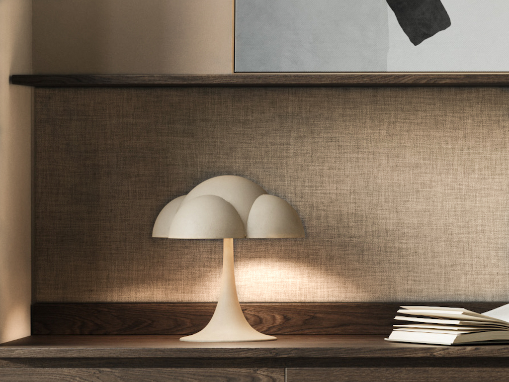 lampe champignon beige