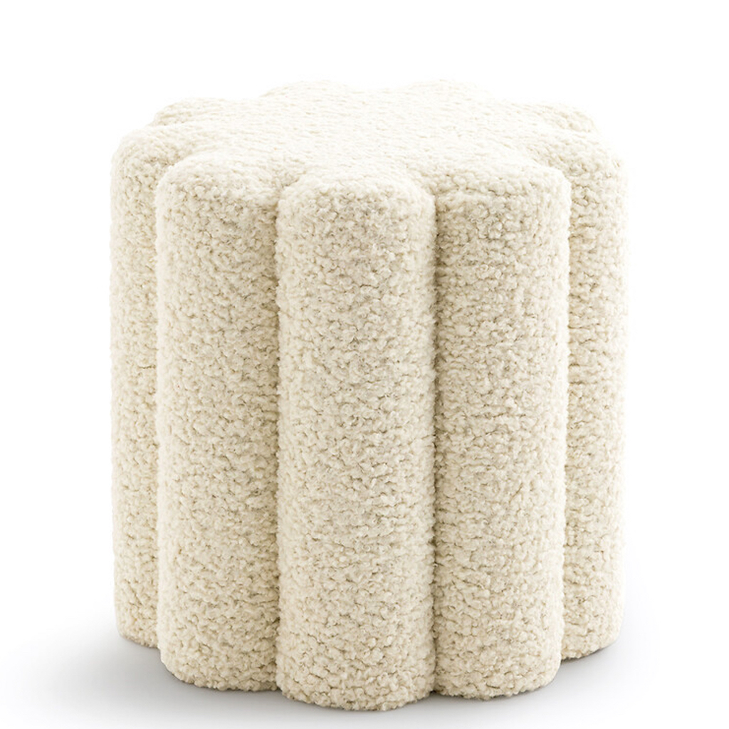 pouf fleur tissu bouclettes