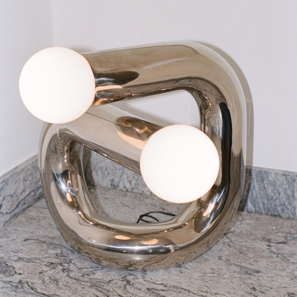 lampe design argent miroir