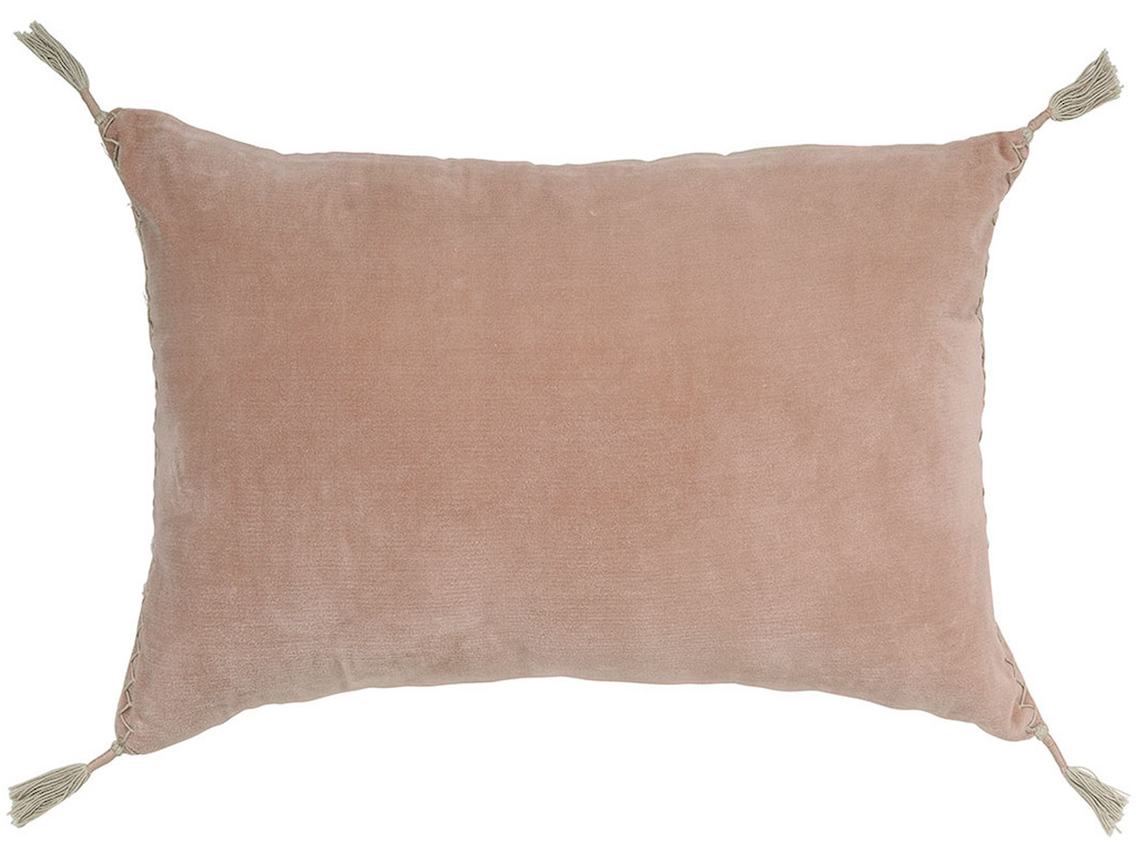 coussin en velours rose