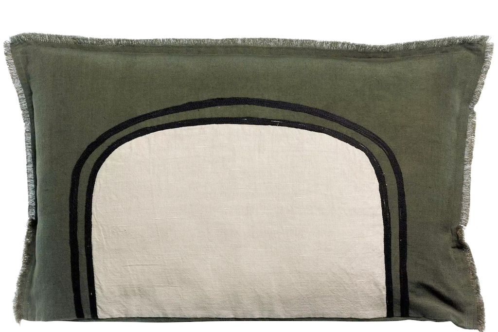 coussin graphique vert olive