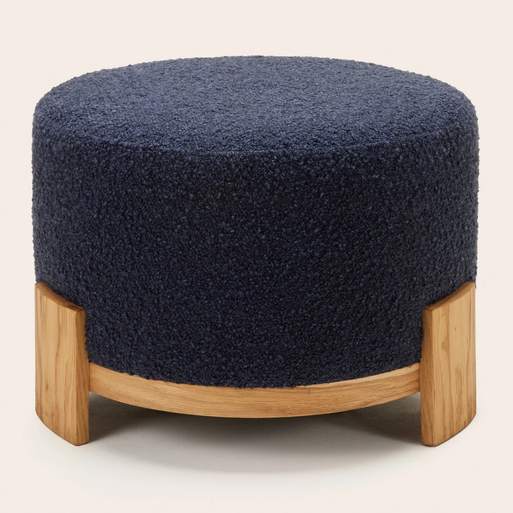 pouf bleu marine et bois