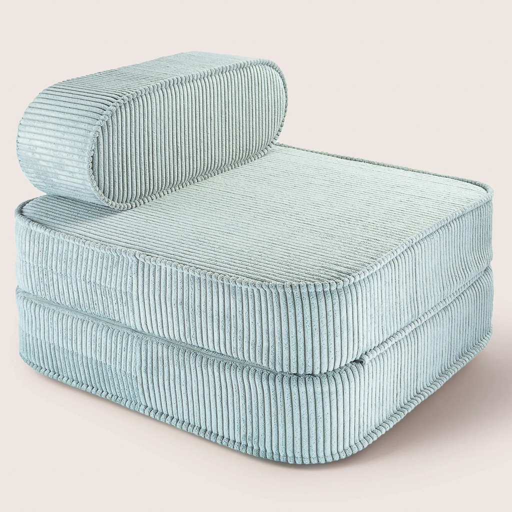 fauteuil lit enfant en velours bleu ciel