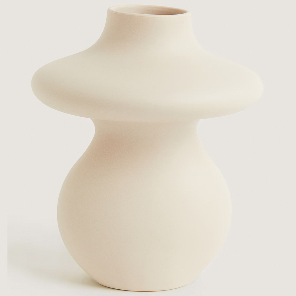 vase en grès beige