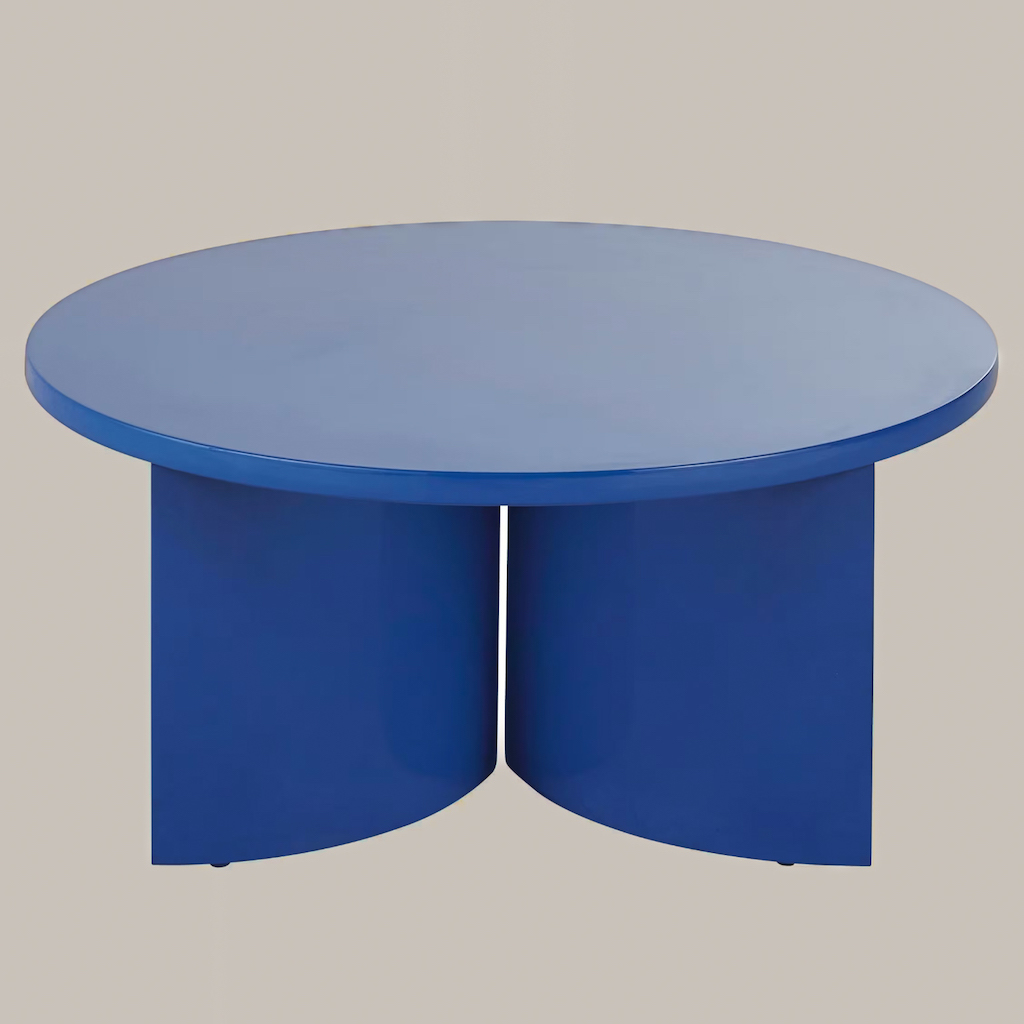 table basse ronde bleu indigo